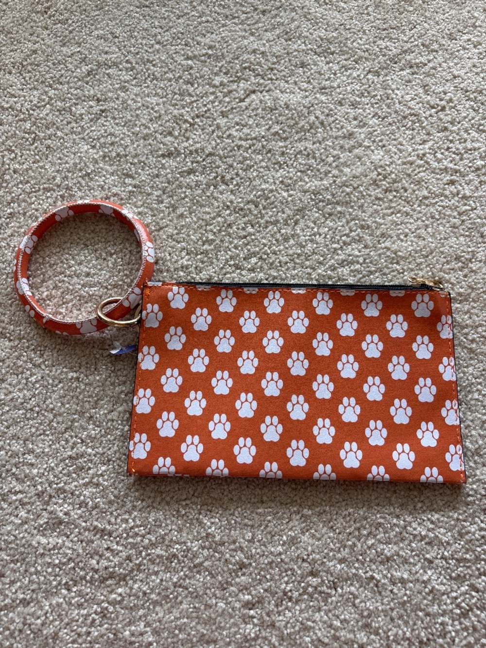 Orange Animal Paw Wristlet Purse